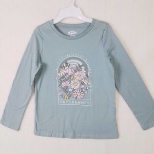 Oshkosh Long Sleeve‎ Cotton T-Shirt Girl's Size 10 Green w/ Garden Theme